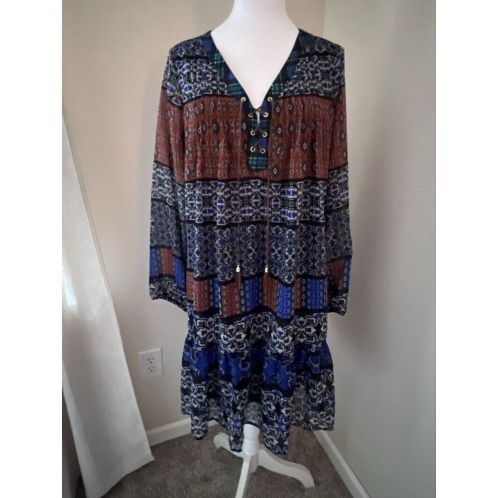 NY COLLECTION NEW Boho Prairie CottageCore Layered DRESS Country Chic